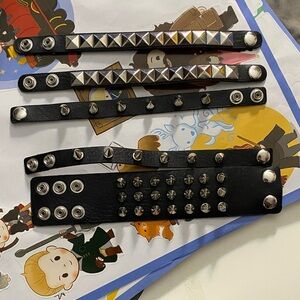 Black Studded Kids Bracelet Set